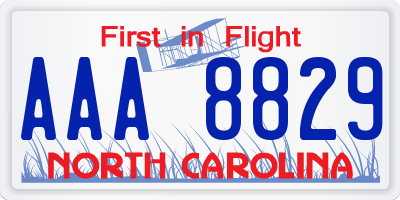 NC license plate AAA8829