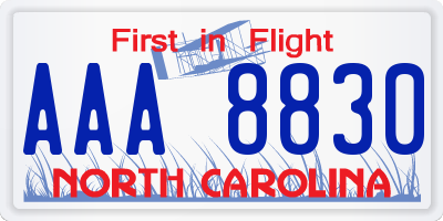 NC license plate AAA8830