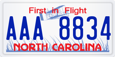 NC license plate AAA8834