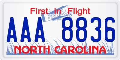 NC license plate AAA8836