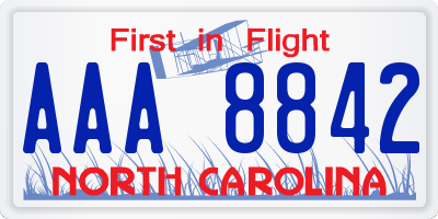 NC license plate AAA8842