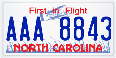 NC license plate AAA8843