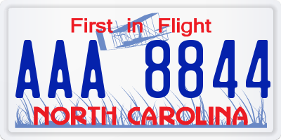 NC license plate AAA8844