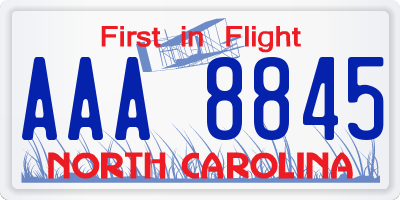 NC license plate AAA8845