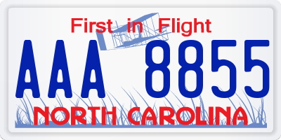 NC license plate AAA8855