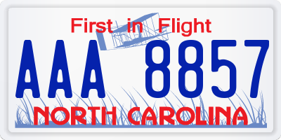 NC license plate AAA8857