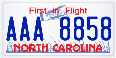 NC license plate AAA8858