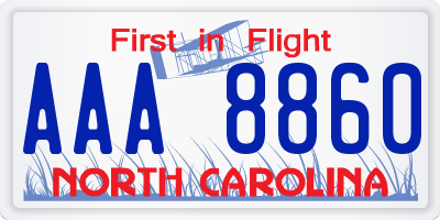 NC license plate AAA8860