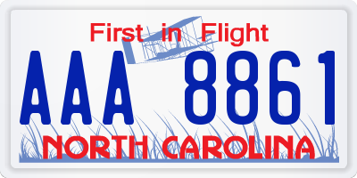 NC license plate AAA8861