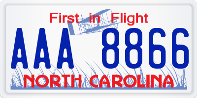 NC license plate AAA8866