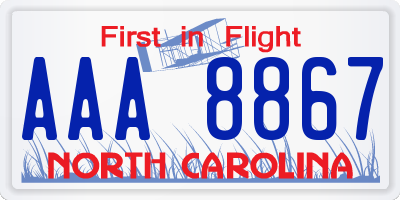 NC license plate AAA8867