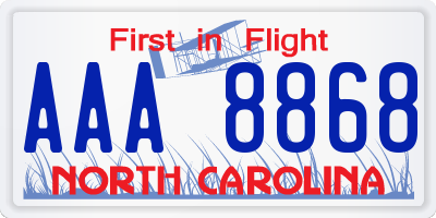 NC license plate AAA8868