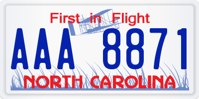 NC license plate AAA8871