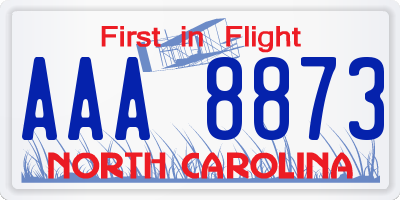 NC license plate AAA8873