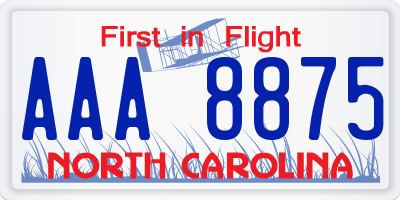 NC license plate AAA8875