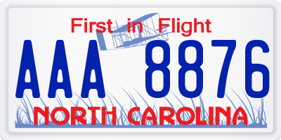 NC license plate AAA8876