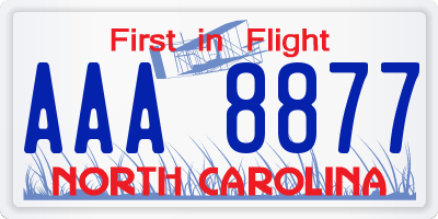 NC license plate AAA8877