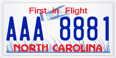 NC license plate AAA8881