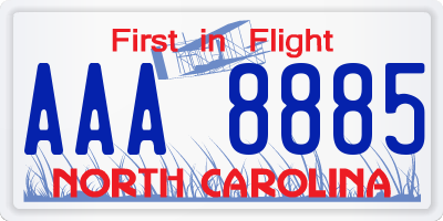 NC license plate AAA8885