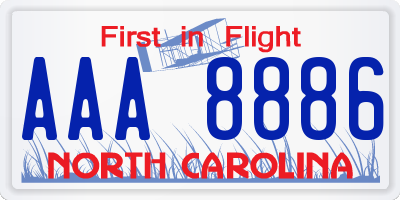 NC license plate AAA8886