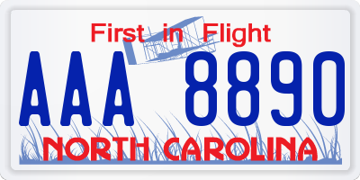 NC license plate AAA8890