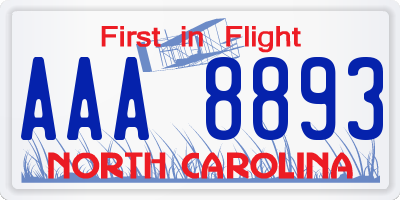 NC license plate AAA8893