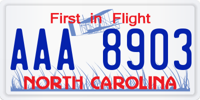 NC license plate AAA8903