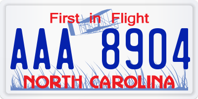 NC license plate AAA8904