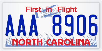 NC license plate AAA8906