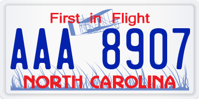 NC license plate AAA8907