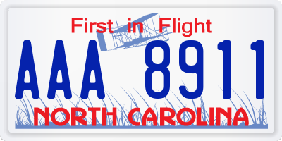 NC license plate AAA8911