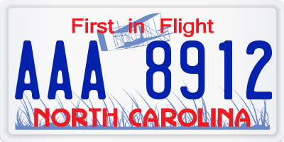 NC license plate AAA8912