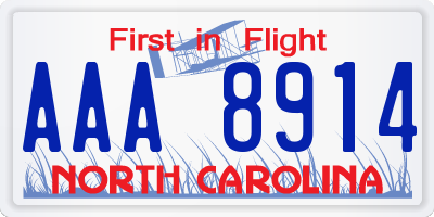 NC license plate AAA8914