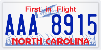 NC license plate AAA8915