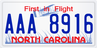 NC license plate AAA8916