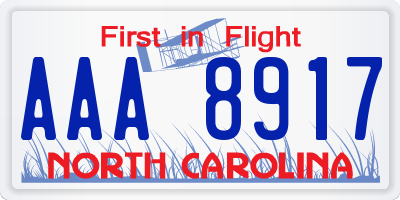 NC license plate AAA8917