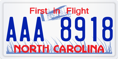 NC license plate AAA8918