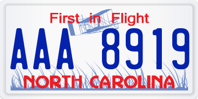 NC license plate AAA8919