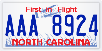 NC license plate AAA8924