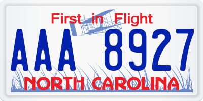 NC license plate AAA8927