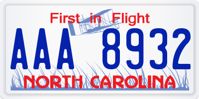 NC license plate AAA8932