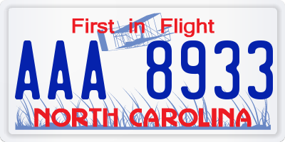 NC license plate AAA8933