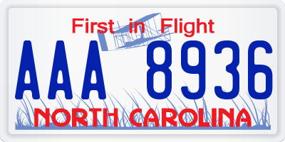 NC license plate AAA8936