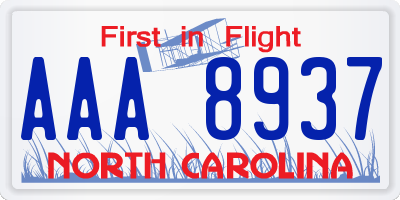 NC license plate AAA8937