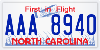 NC license plate AAA8940