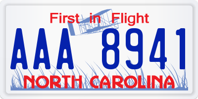 NC license plate AAA8941