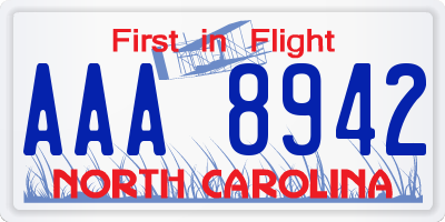 NC license plate AAA8942