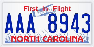 NC license plate AAA8943