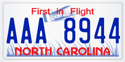 NC license plate AAA8944