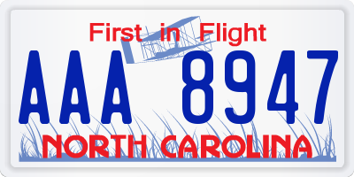 NC license plate AAA8947